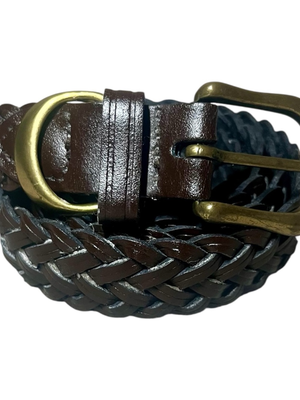 Woven Genuine Leather & Brass Women’s Belt – Brown – Size XL – Made in Guatemala